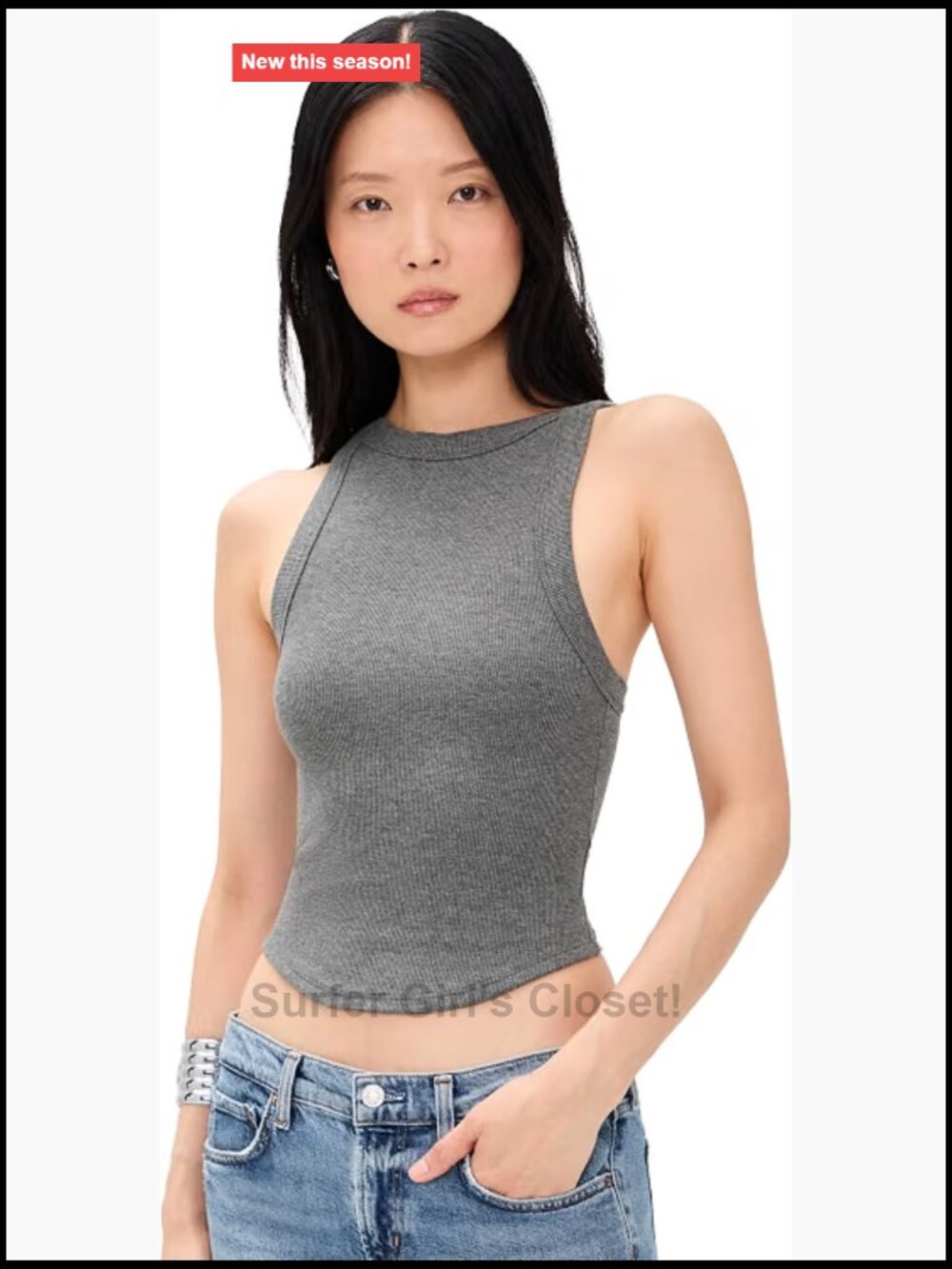The Line by K Ximeno Ribbed Jersey Tank Top Fitted Sleeveless